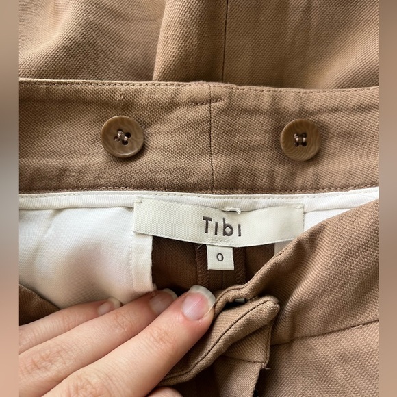 TIBI Removeable Tie Mini Linen Skirt in Camel Tan Women's Size 0 - Picture 8 of 15